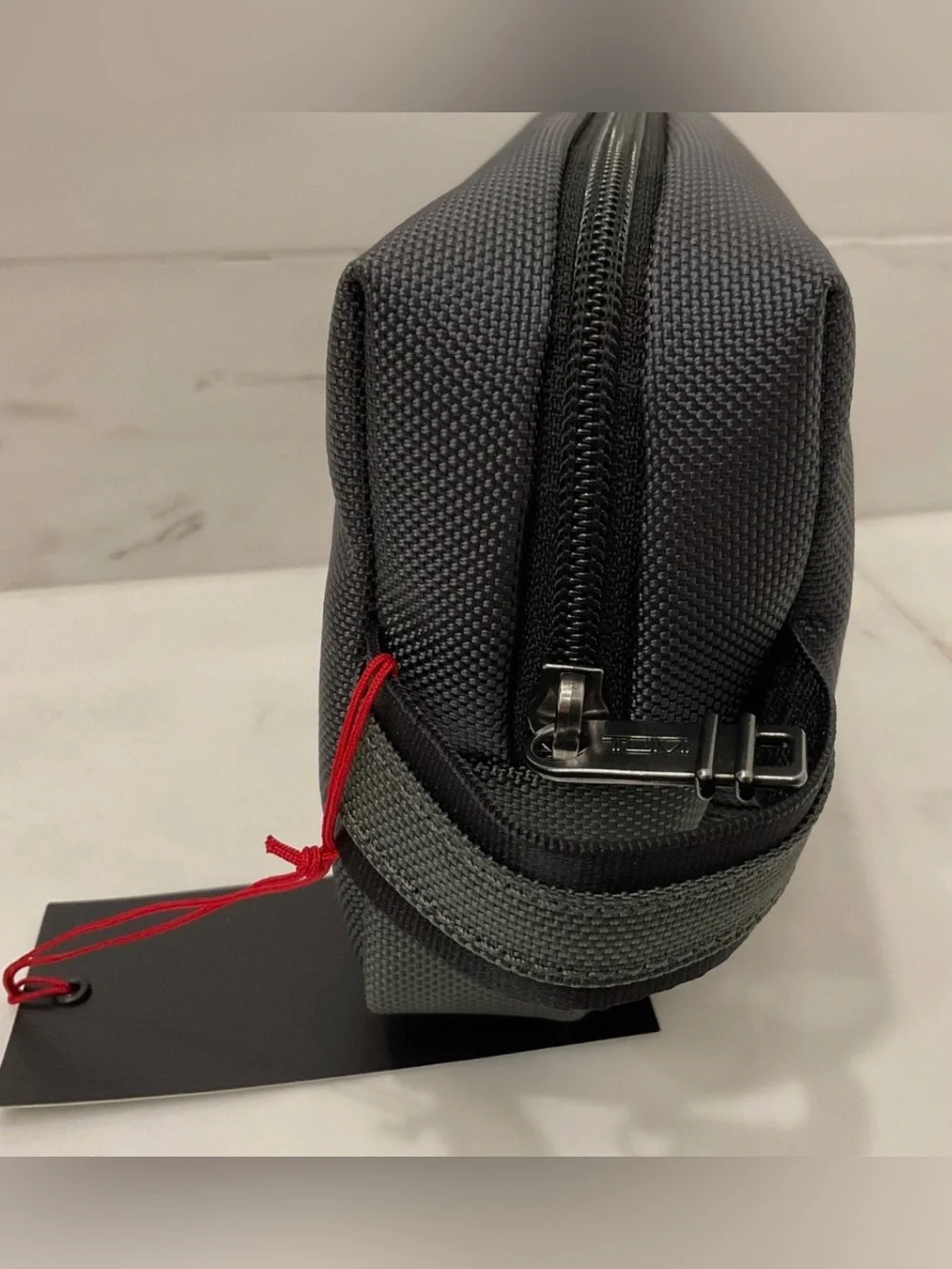 NEW - TUMI Ballistic Nylon Zippered Medium Kit Pouch - Cosmetic Bag - SEAL GRAY